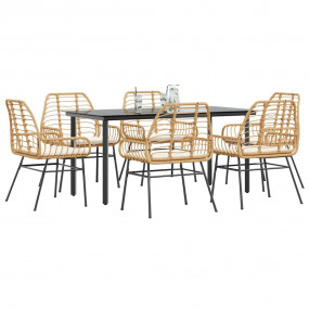 Outdoor Dining Set Brown, Cream White