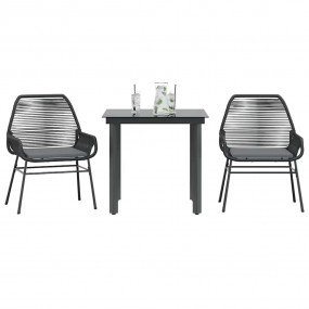 Garden Dining Set Black and Dark Grey Cushions