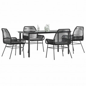 Garden Dining Set Black, Dark Grey
