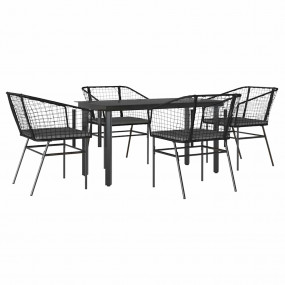 Garden Dining Set Black and Dark Grey