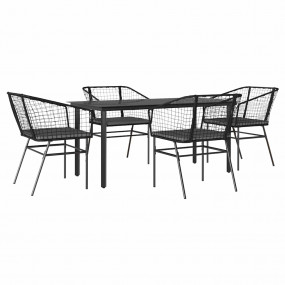 Garden Dining Set Black and Dark Grey