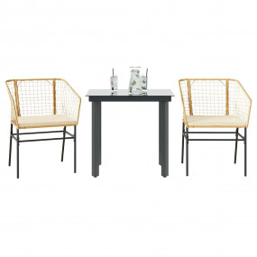 Garden Dining Set Brown Poly Rattan 2-seater