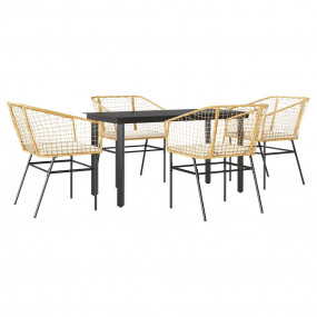 Garden Dining Set Brown PE Rattan 5 Piece Set