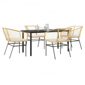 Garden Dining Set Brown PE Rattan Medium UV-resistant m...