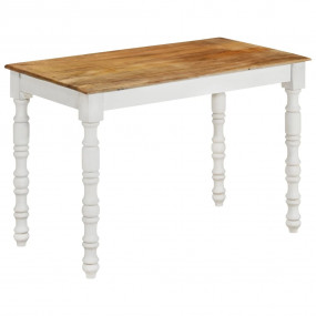 Dining Table Brown, White Solid Mango Wood Medium Simpl...