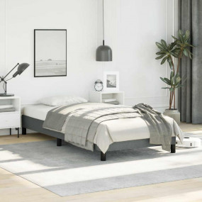 Bed Frame Dark gray 100% polyester, plywood, engineered...