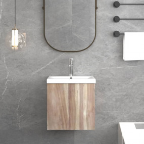 Wall-mounted Bathroom Cabinet Natural wood color Solid ...