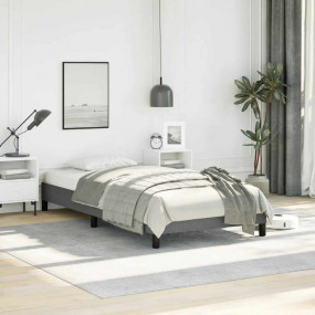Bed Frame Dark Gray Polyester, Plywood, Engineered Wood...