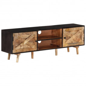 TV Cabinet Natural wood, Black Rough Mango Wood, Solid ...