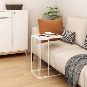 Side Table White Engineered wood, Iron Compact Simplist...
