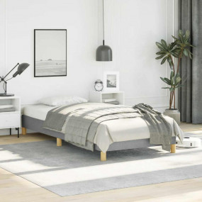Bed Frame Light Gray Polyester, Plywood, Engineered Woo...