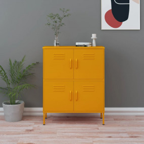 Storage Cabinet Mustard Yellow Steel Medium Storage Cab...