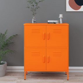 Storage Cabinet Orange Steel Medium Storage Cabinet Rec...