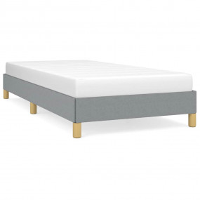 Bed Frame Light Grey Polyester, Plywood, Engineered Woo...
