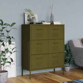 Drawer Cabinet Olive Green Steel 31.5 in x 13.8 in x 40...