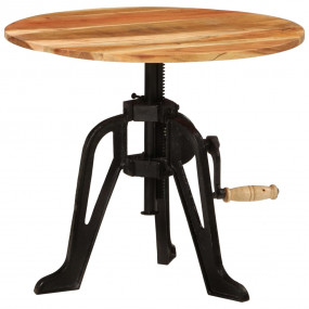 Side Table Brown Solid Acacia wood Adjustable Height-Ad...