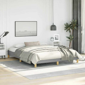Bed Frame Light Gray Polyester Fabric, Plywood, Enginee...