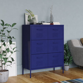 Drawer Cabinet Navy Blue Steel Medium Ball-Bearing