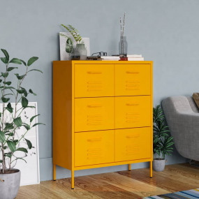 Drawer Cabinet Mustard Yellow Steel Medium Ball-Bearing