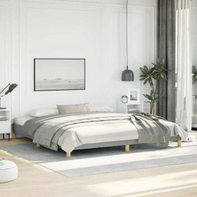 Bed Frame Light grey 100% polyester, plywood, engineere...