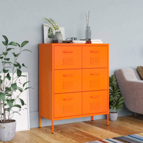 Drawer Cabinet Orange Steel Medium Drawer Cabinet Recta...