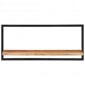 Wall Shelf Set of 2 Natural Wood with Black Frame