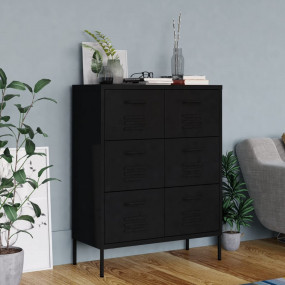 Drawer Cabinet Black Steel Medium Storage Cabinet Recta...
