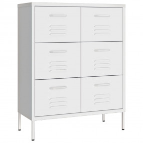 Drawer Cabinet White Steel Medium Fully Extendable