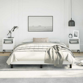 Bed Frame White Faux leather Queen Strong Bed Frame