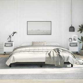 Bed Frame Black Faux leather, plywood, engineered wood ...