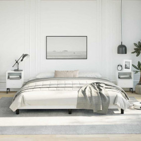 Bed Frame White Faux leather, plywood, engineered wood ...