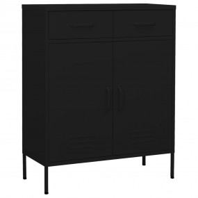 Storage Cabinet Black Steel Medium Height-Adjustable Sh...