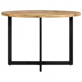 Dining Table Brown and black Solid mango wood, powder-c...