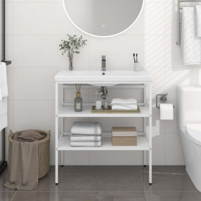 Bathroom Washbasin Frame White Powder-coated iron Mediu...