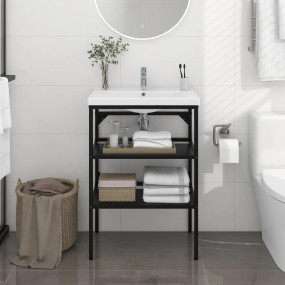 Bathroom Washbasin Frame Black Powder-coated iron