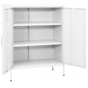 Storage Cabinet White Steel Medium Storage Cabinet Rect...