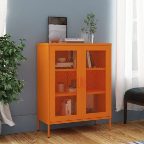 Storage Cabinet Orange Steel Medium Storage Cabinet Rec...