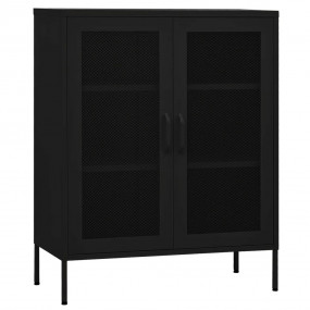 Storage Cabinet Black Steel Large Height-Adjustable She...