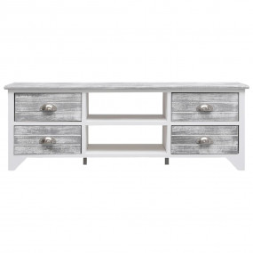 TV Cabinet White and Grey Solid Paulownia wood, MDF