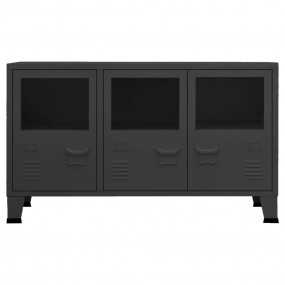 Sideboard Black Metal, glass Medium Sideboard Rectangul...