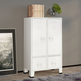 Wardrobe White Steel Medium Height-Adjustable Shelves W...