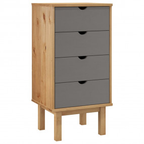 Drawer Cabinet Brown and Grey Solid Pine Wood Medium