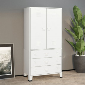 Wardrobe White Metal 35.4 x 19.7 x 70.9 in Wardrobe Rec...