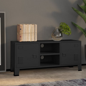 TV Cabinet Black Metal Medium TV Cabinet Rectangular