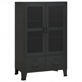 Storage Chest Black Metal 27.6 x 15.7 x 45.3 in Industr...