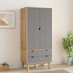 Wardrobe Brown and gray Solid pine wood, engineered woo...