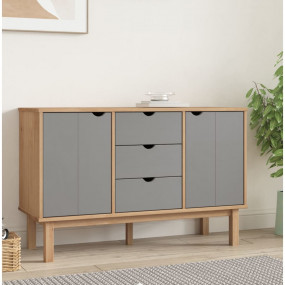 Sideboard Brown and grey Solid pine wood, engineered wo...