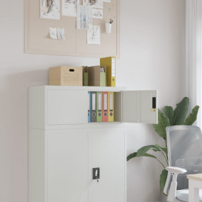 File Cabinet Light Grey Powder-coated Steel Medium Lock...