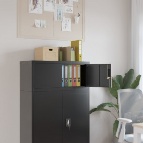 File Cabinet Black Powder-coated Steel Medium File Cabi...